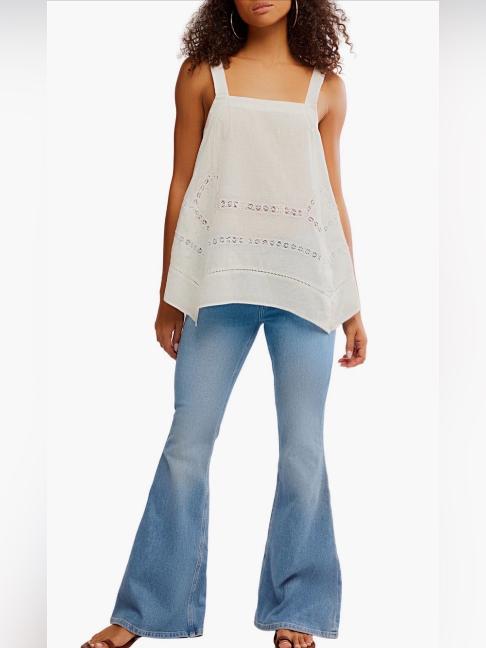 Free People Lace Inset Handkerchief Hem Cotton Camisole - Picture 3 of 6